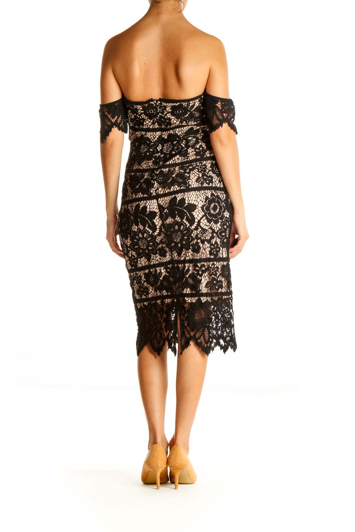 Black Lace Cocktail Sheath Dress