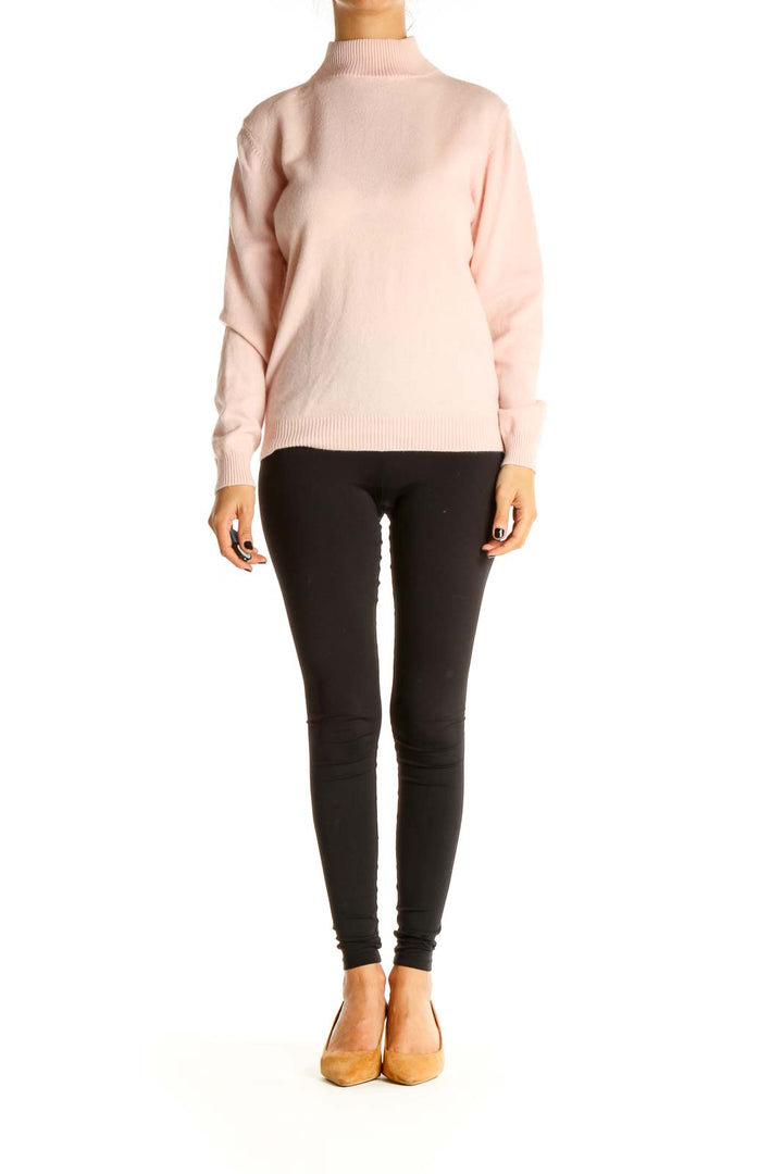 Pink Solid Casual Sweater