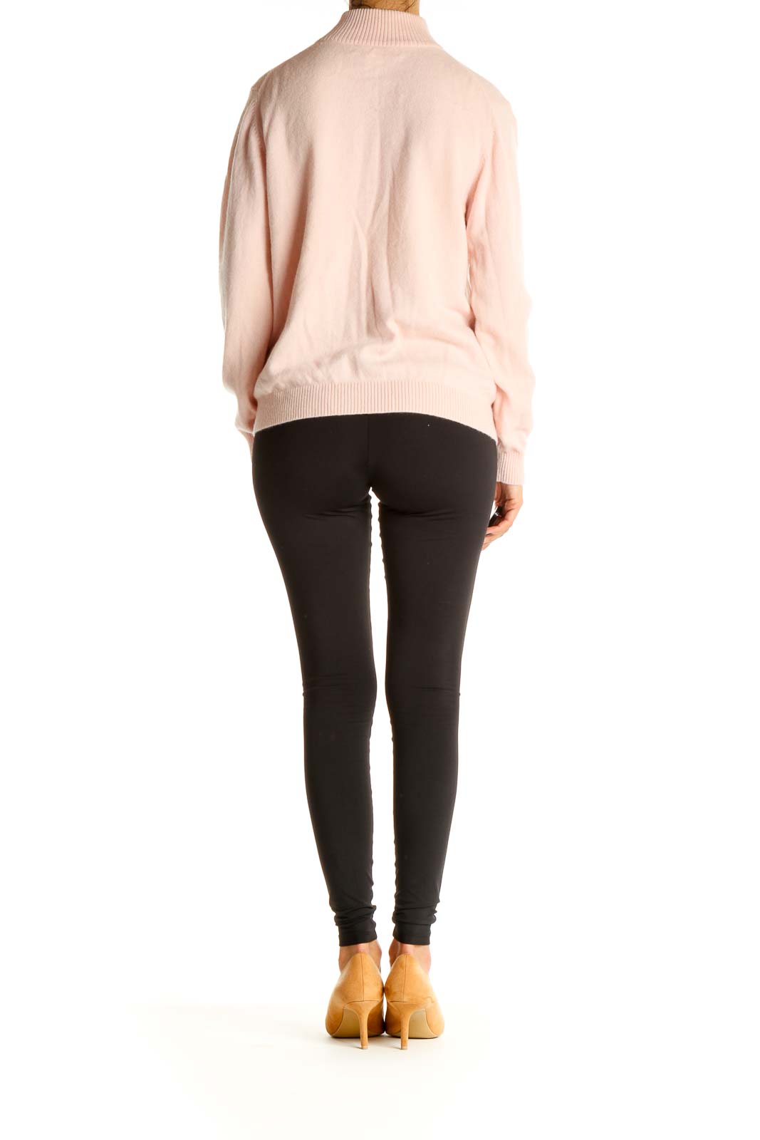 Pink Solid Casual Sweater