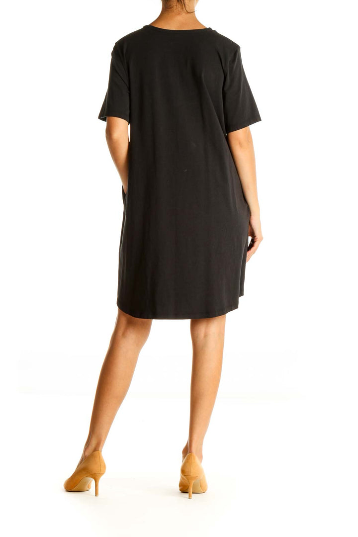 Black Solid Day Shift Dress