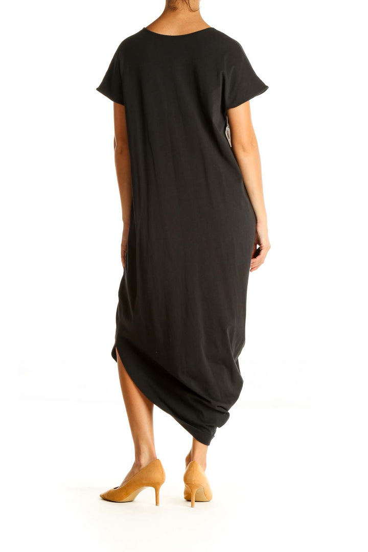 Black Solid Day Shift Dress