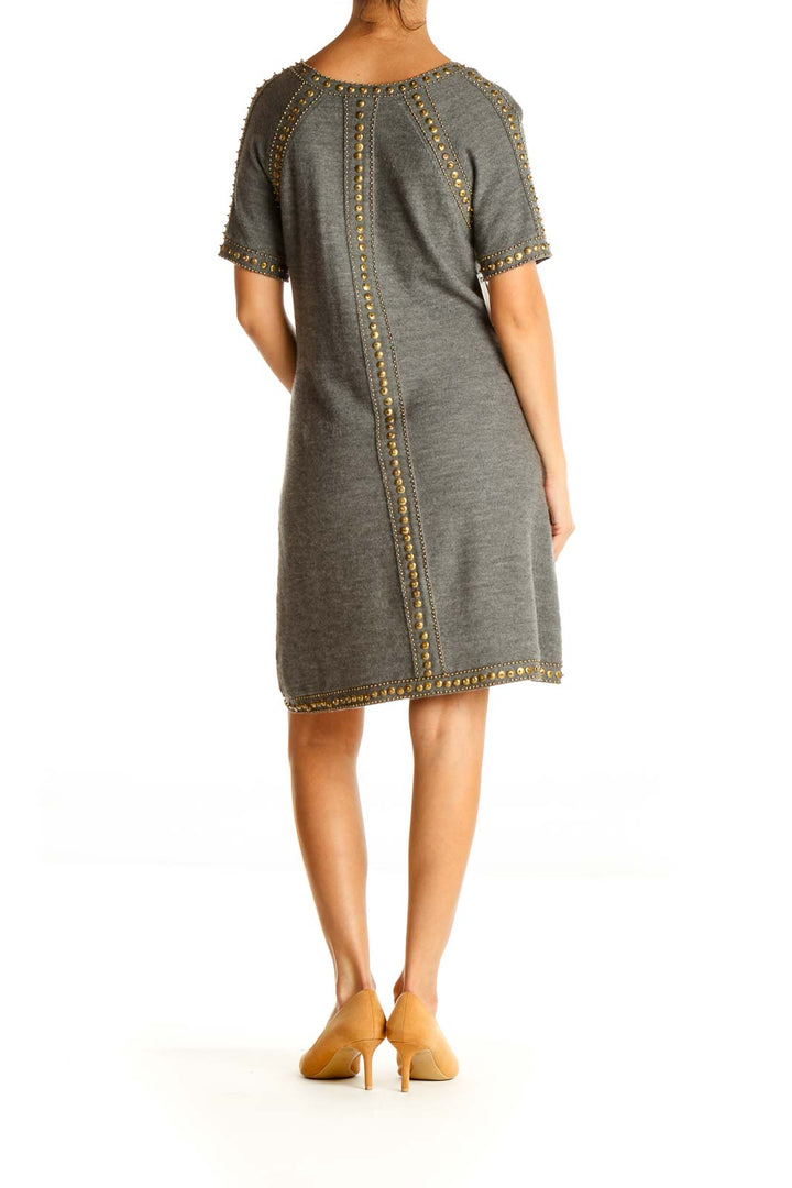 Gray Textured Day A-Line Dress