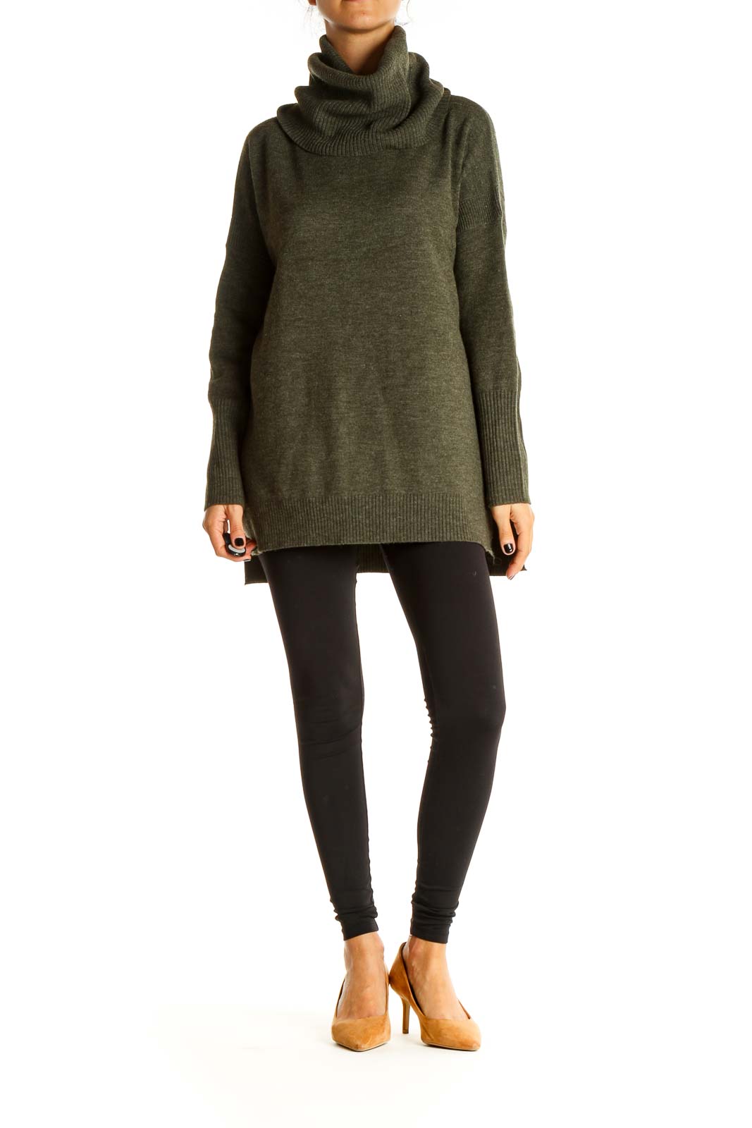 Green Textured Classic Sweater