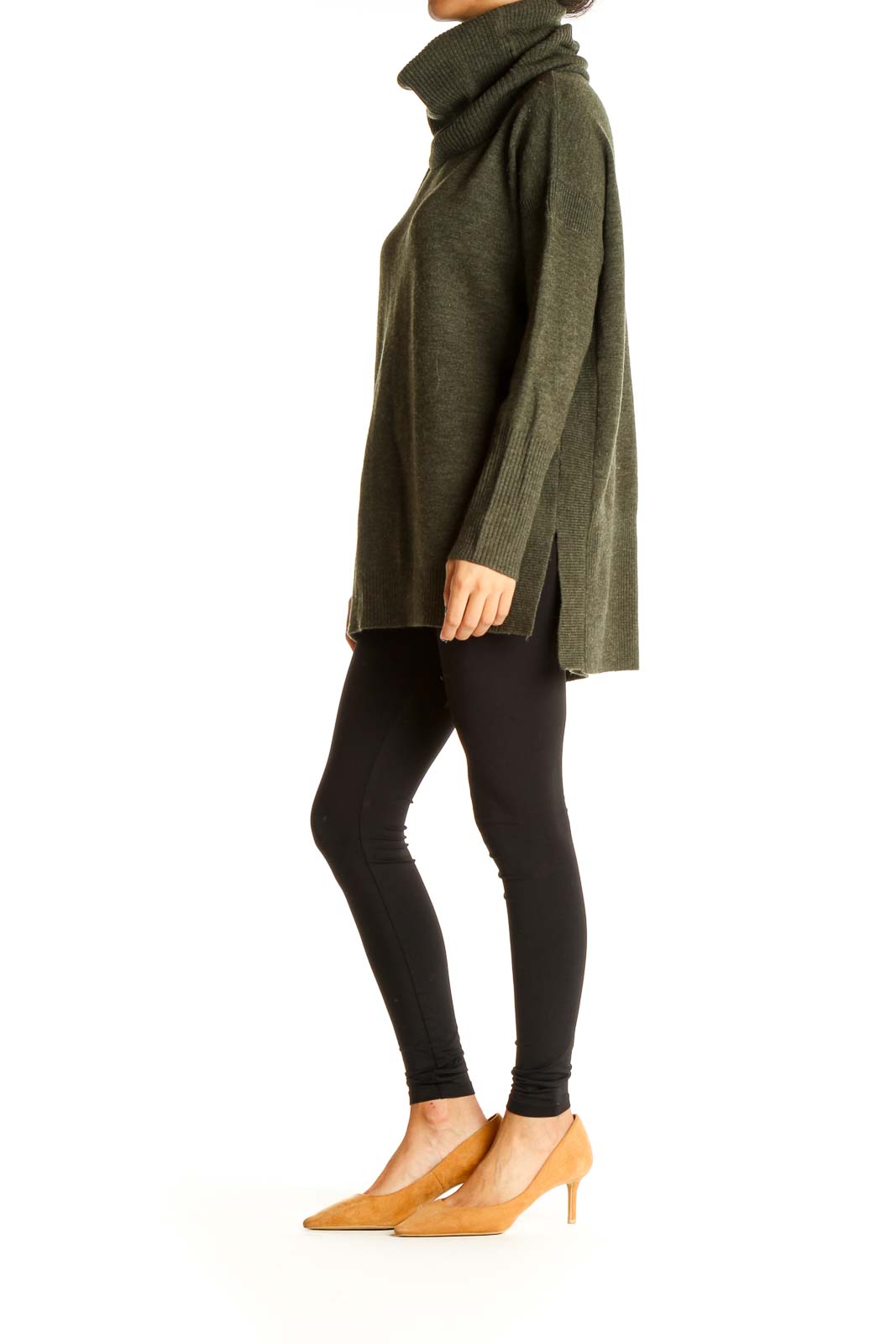 Green Textured Classic Sweater