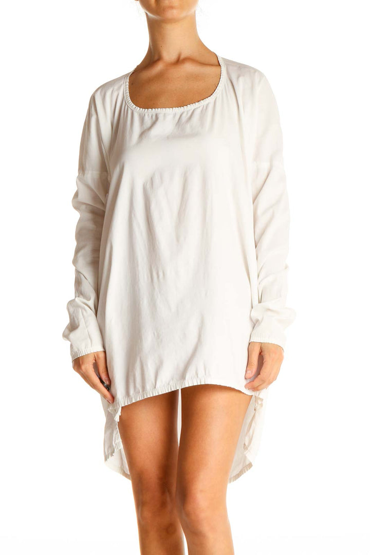 White Solid Day Shift Dress