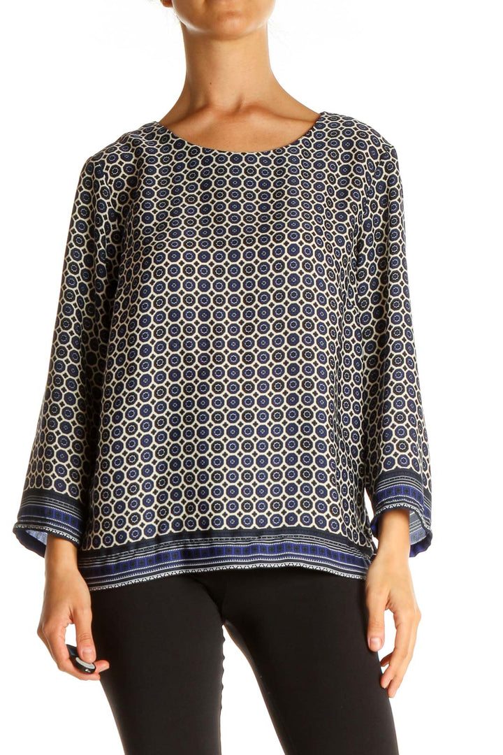 Blue Geometric Print Brunch Blouse