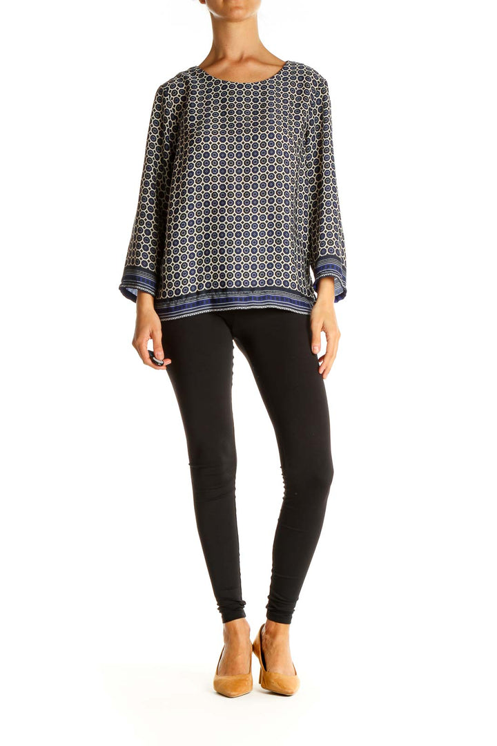 Blue Geometric Print Brunch Blouse