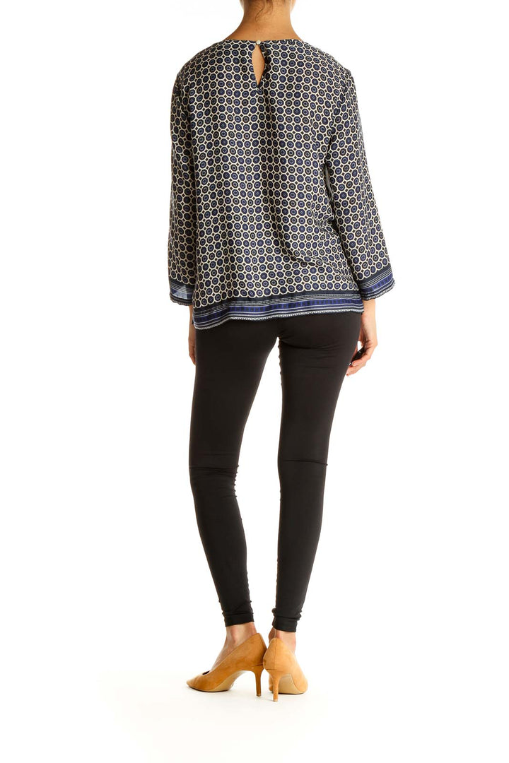 Blue Geometric Print Brunch Blouse