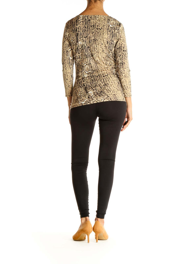 Beige Animal Print Chic Blouse