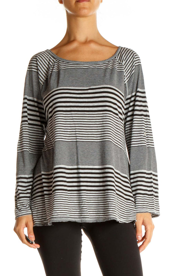 Gray Striped All Day Wear T-Shirt