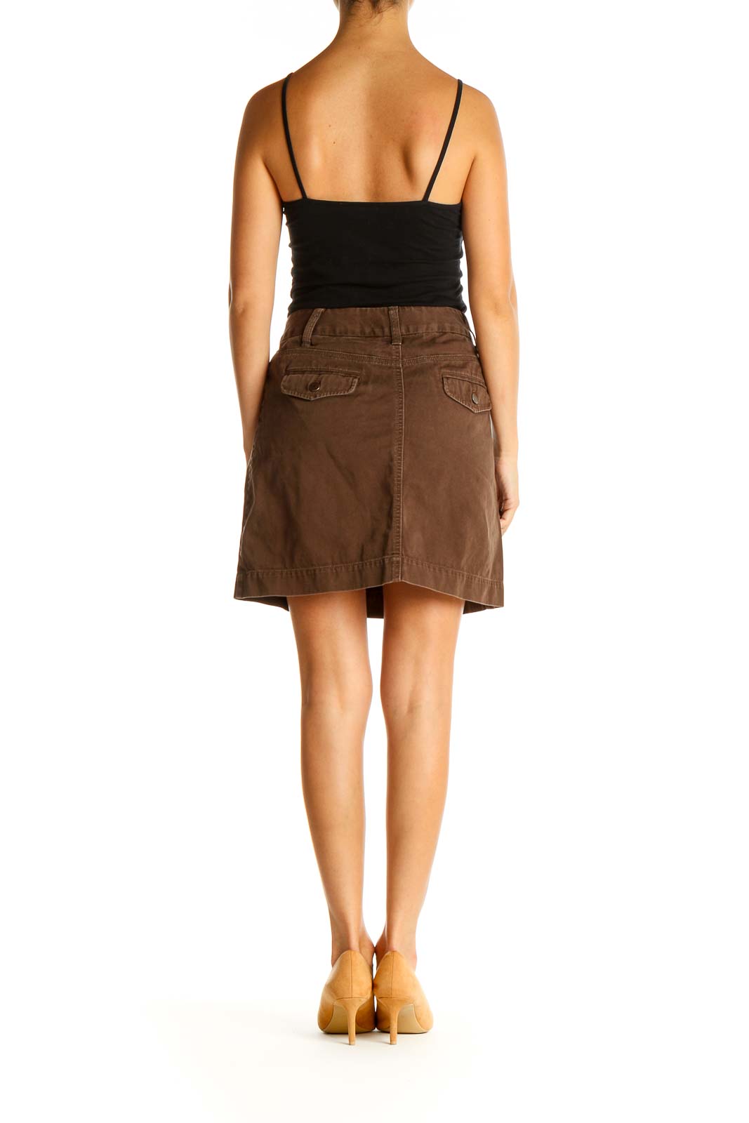 Brown Solid All Day Wear A-Line Skirt