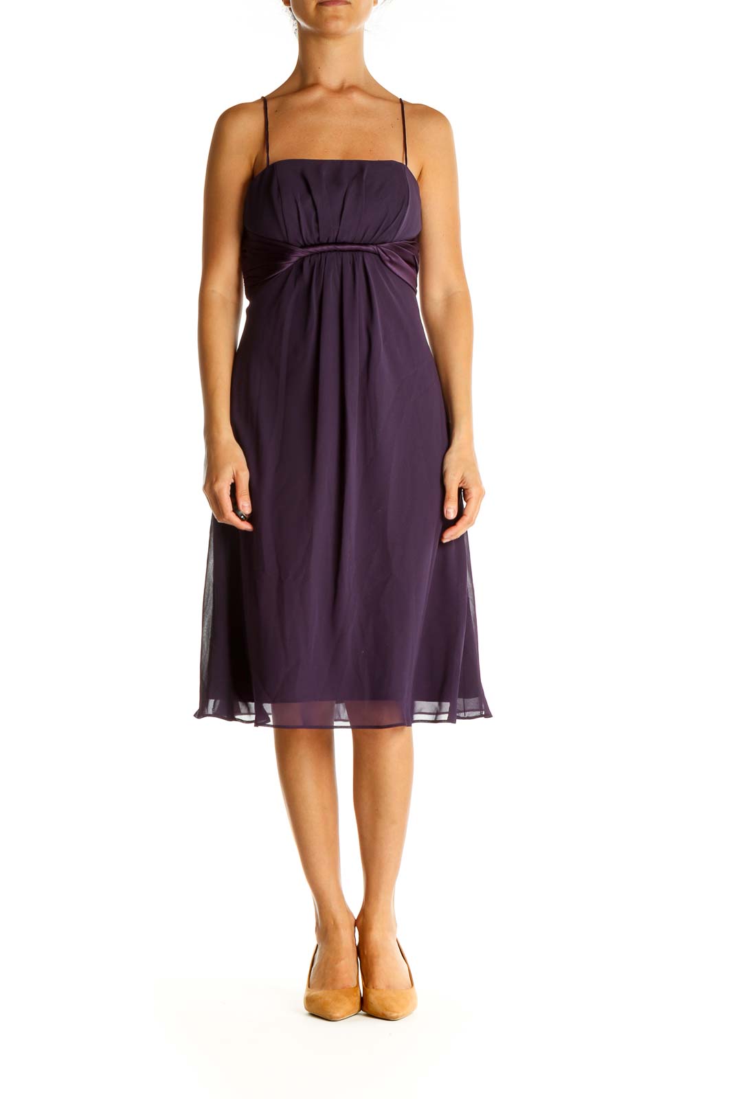 Purple Solid Classic Fit & Flare Dress