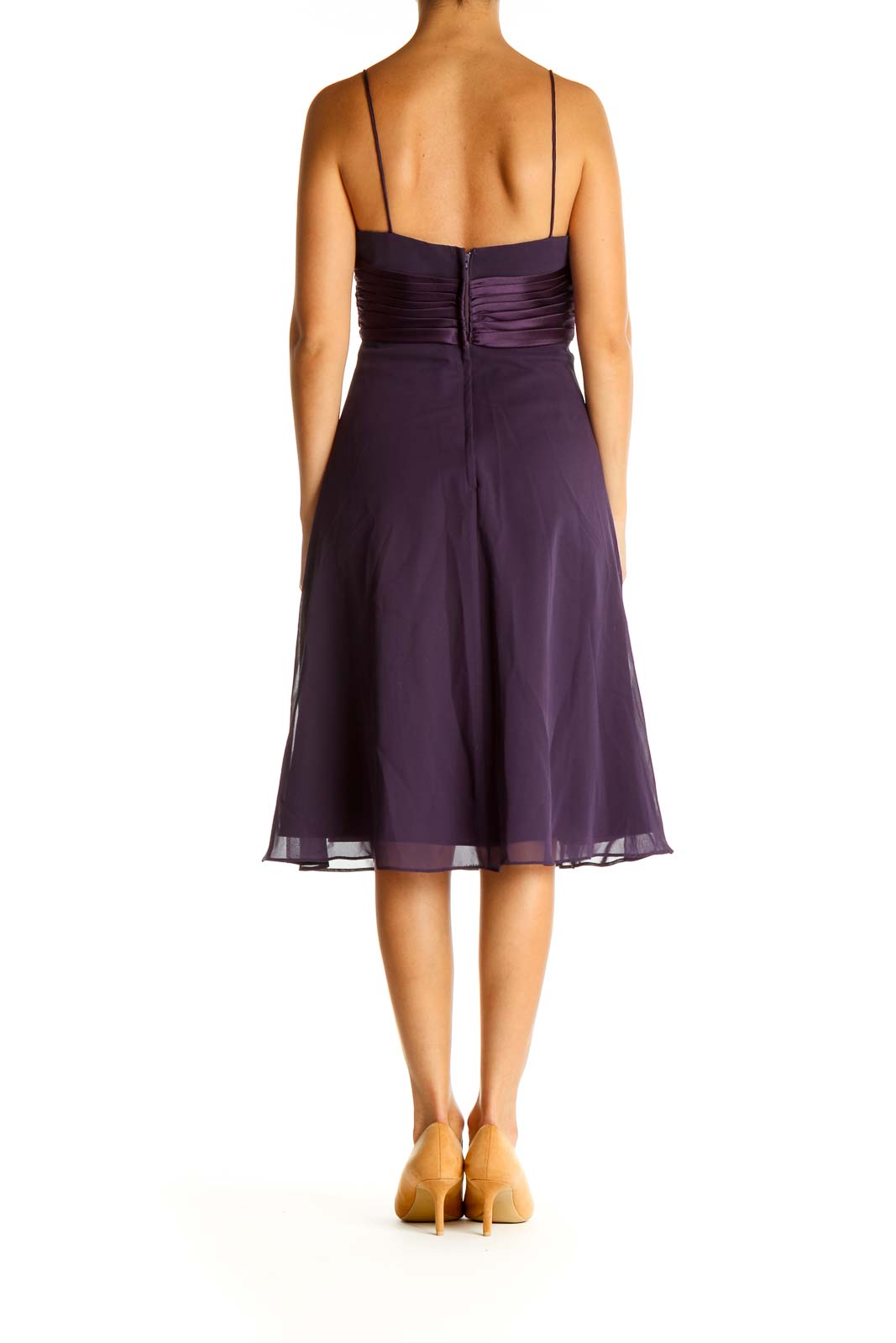 Purple Solid Classic Fit & Flare Dress