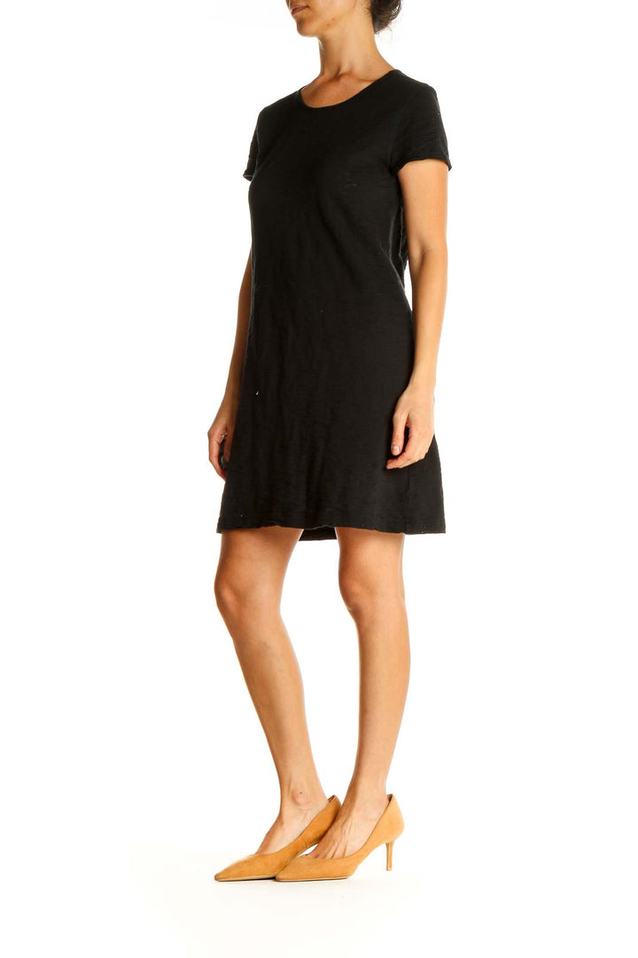 Black Solid Day Shift Dress