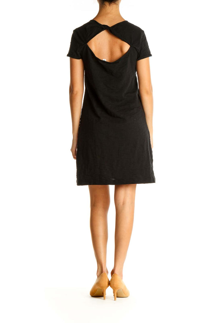 Black Solid Day Shift Dress