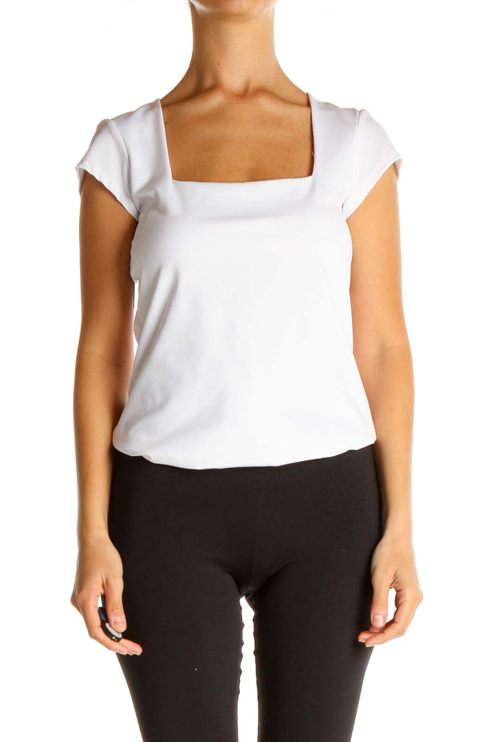 White Solid Casual T-Shirt Bodysuit