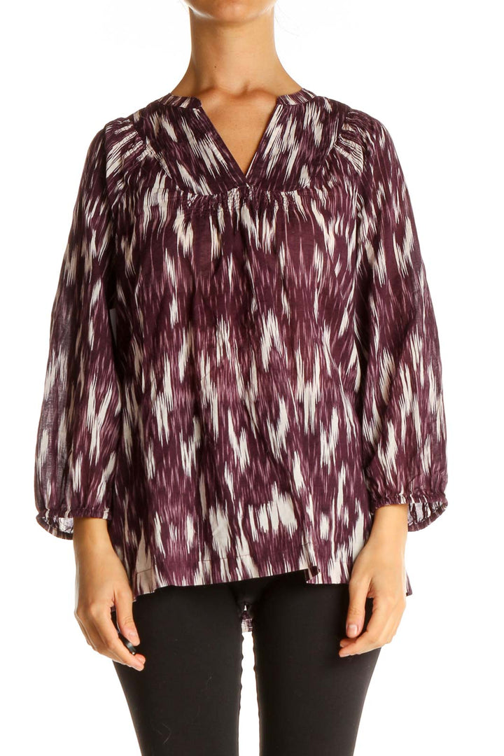 Purple Geometric Print All Day Wear Blouse