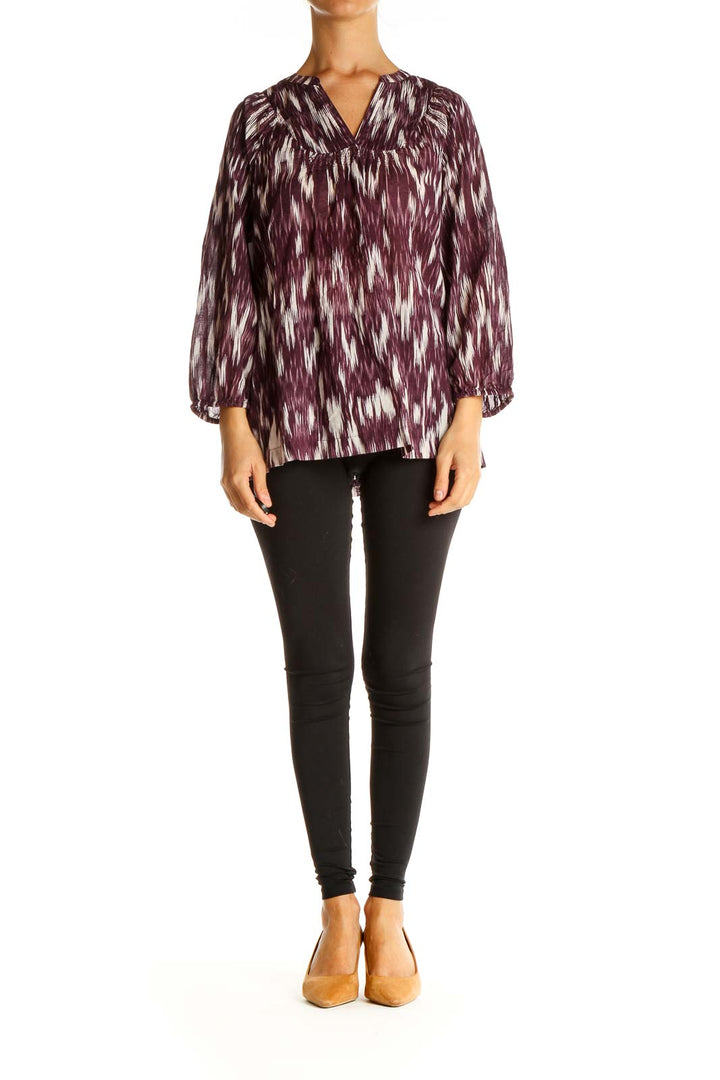 Purple Geometric Print All Day Wear Blouse