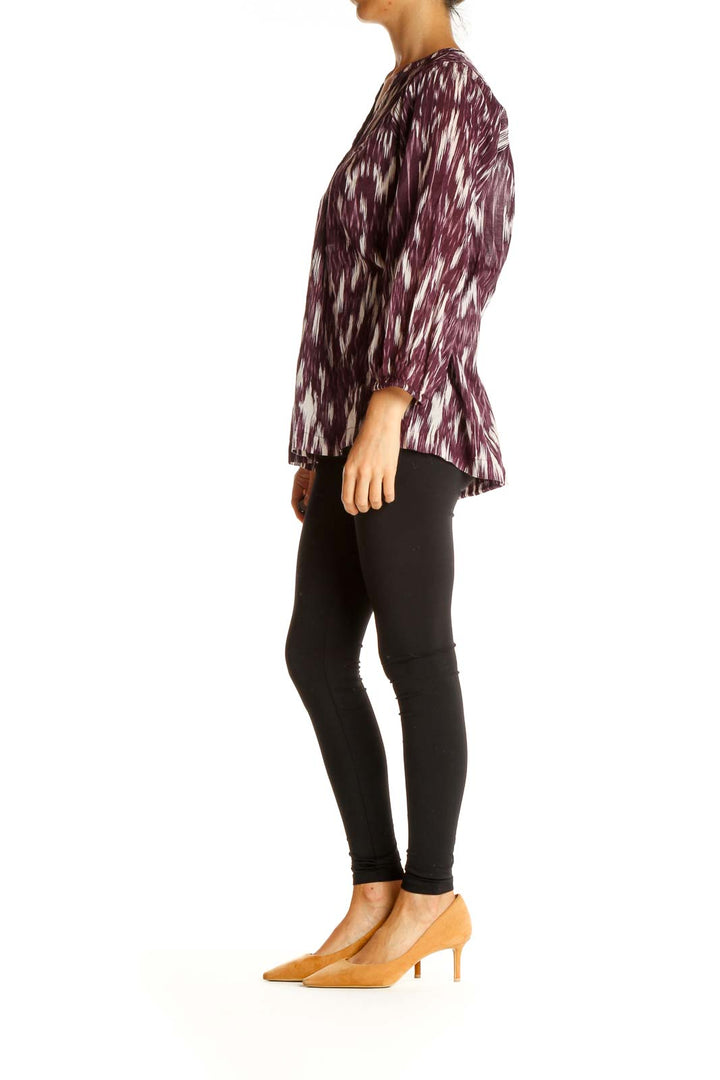 Purple Geometric Print All Day Wear Blouse