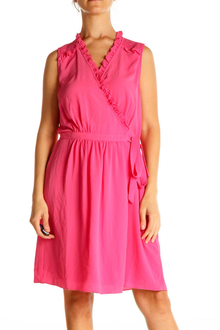 Pink Solid Day Fit & Flare Dress