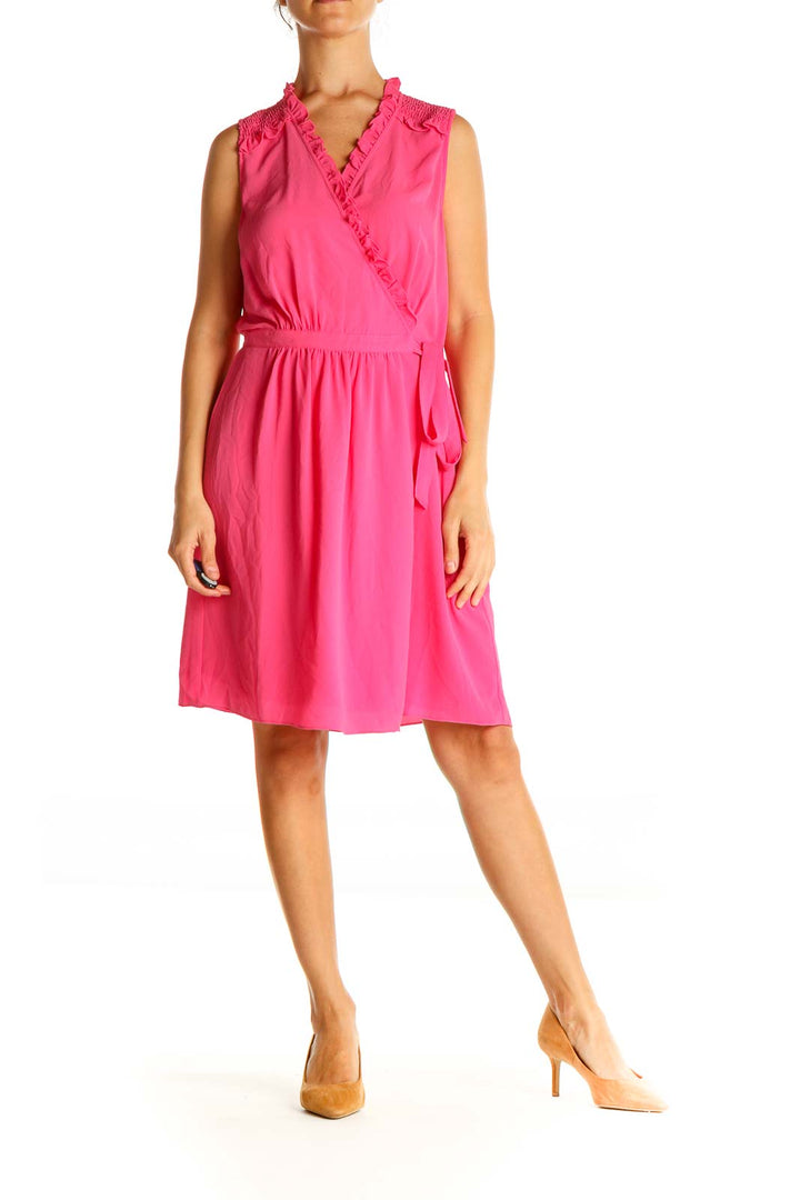 Pink Solid Day Fit & Flare Dress