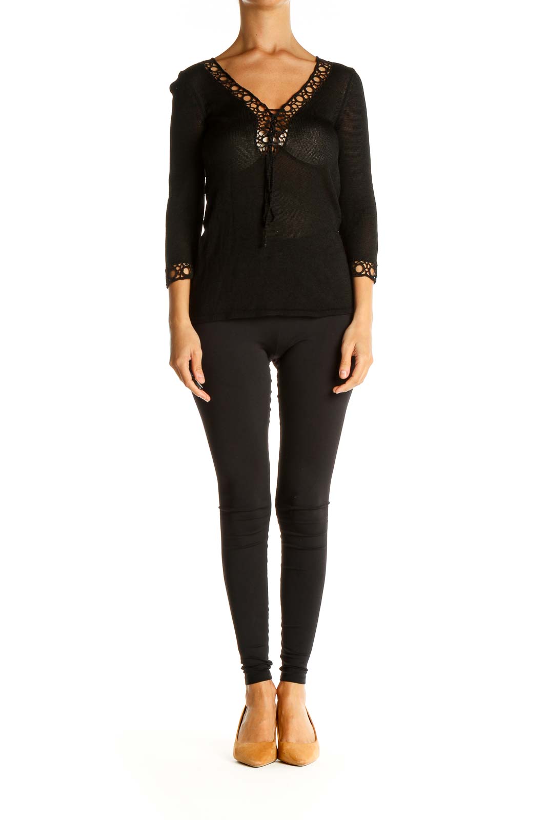 Black Solid Bohemian Blouse