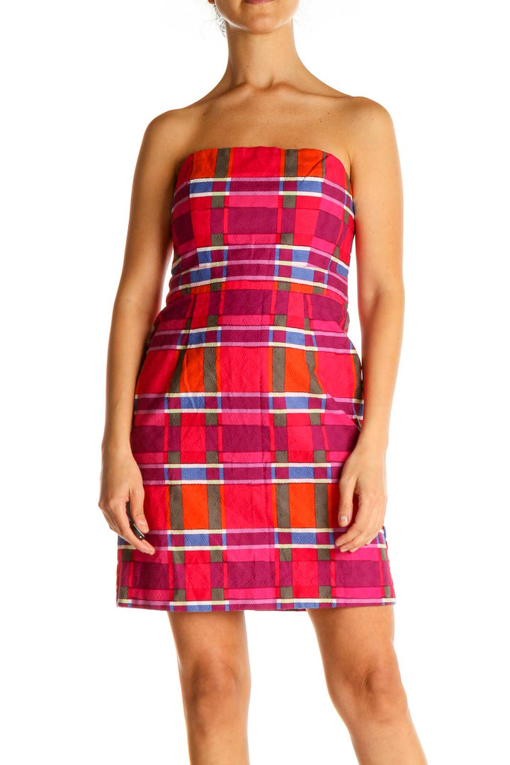 Pink Checkered Classic Shift Dress