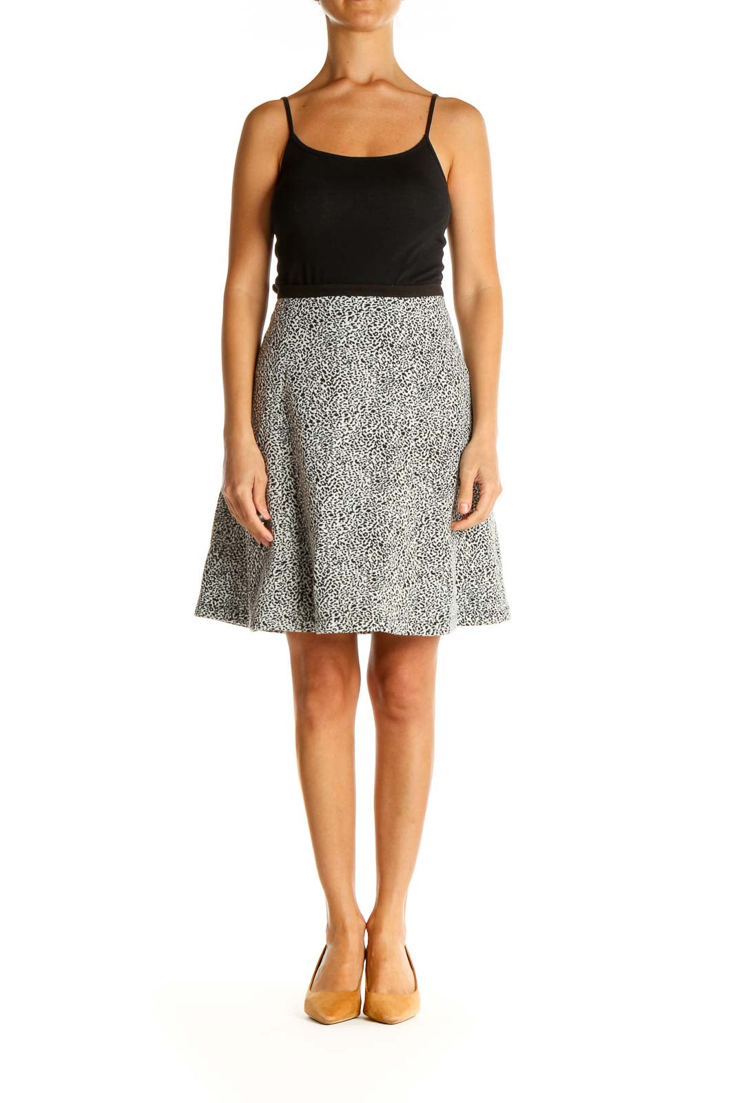 White Animal Print Chic A-Line Skirt