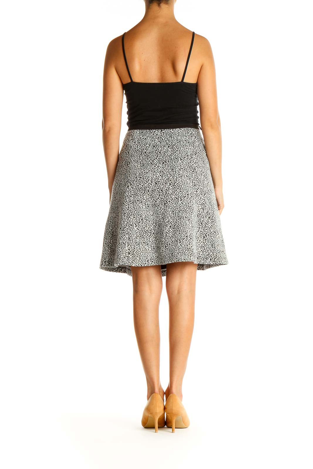 White Animal Print Chic A-Line Skirt