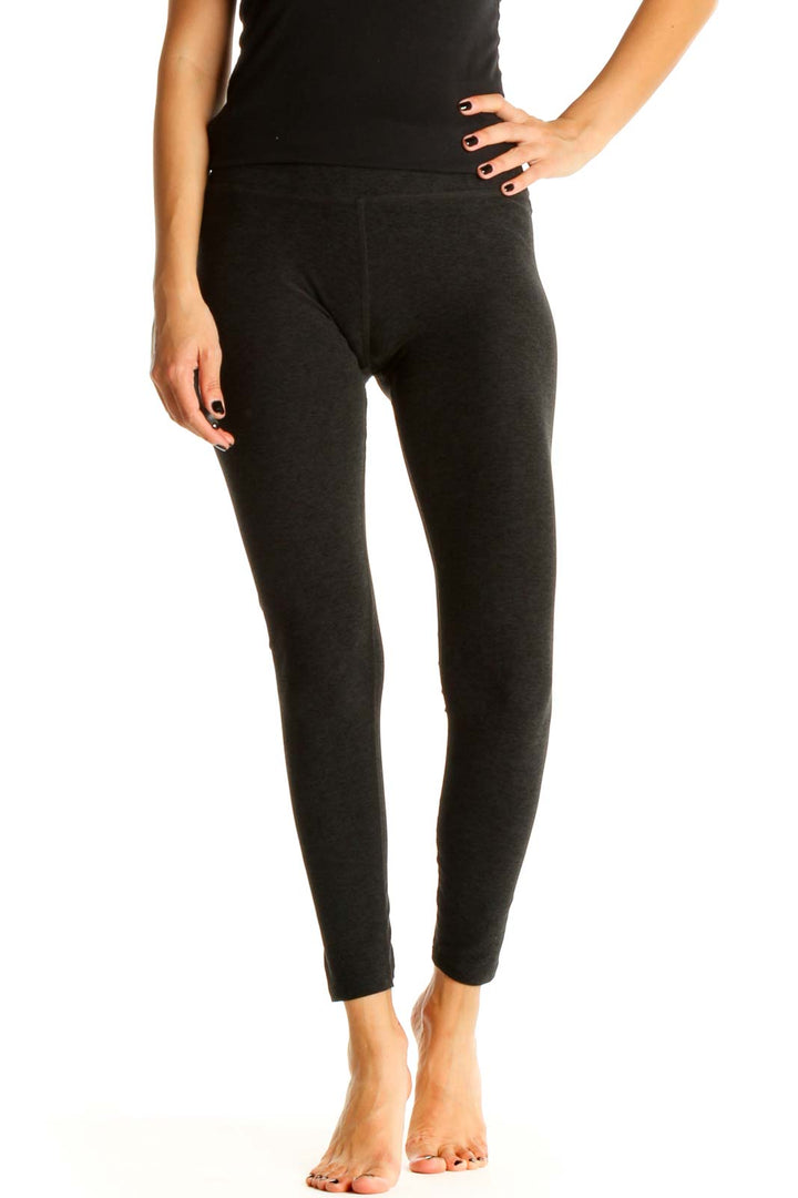 Black Textured Casual Leggings