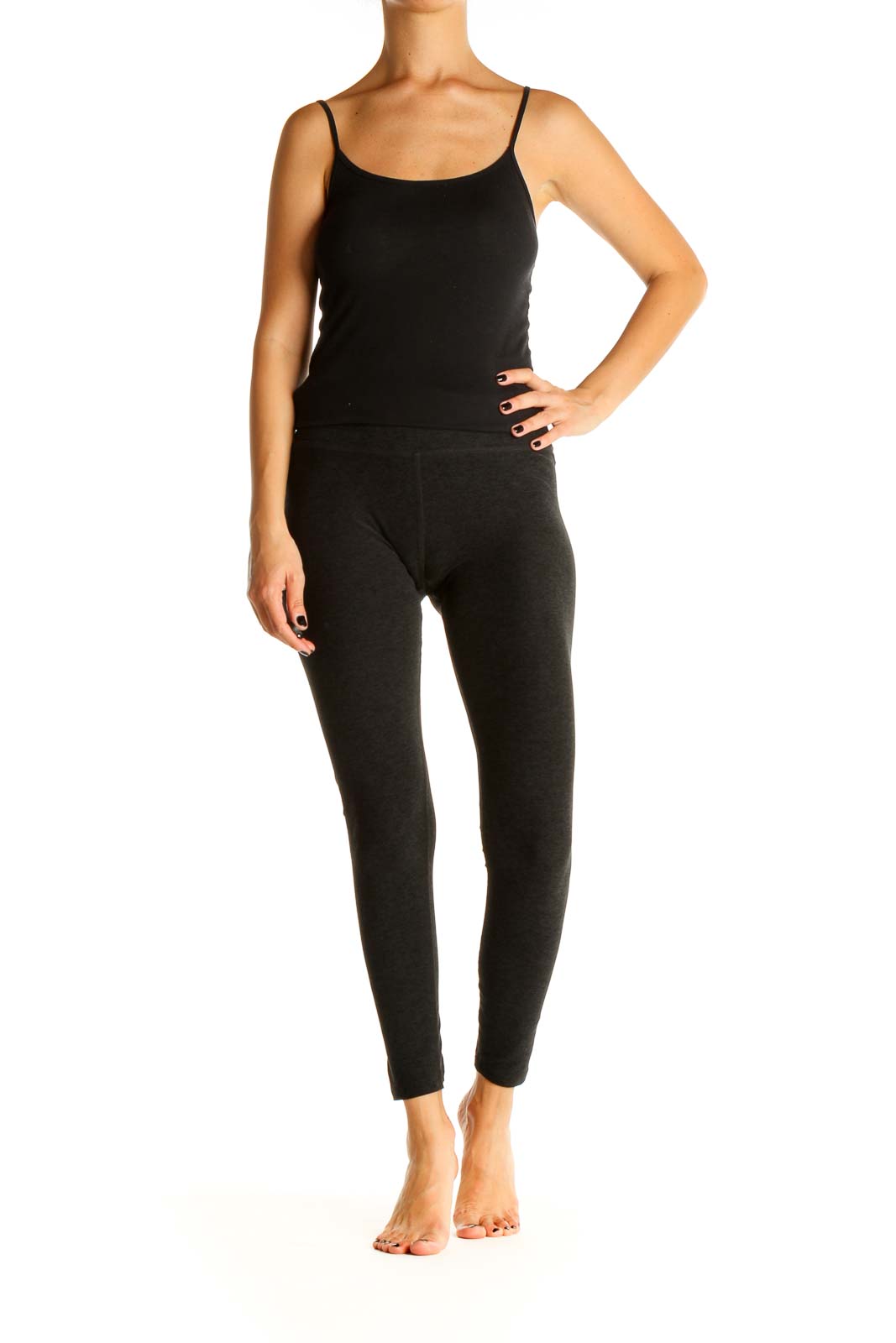 Black Textured Casual Leggings