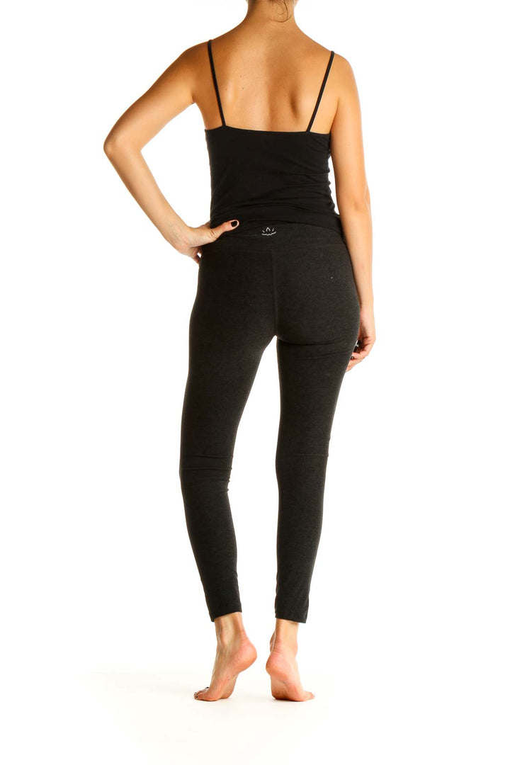 Black Textured Casual Leggings