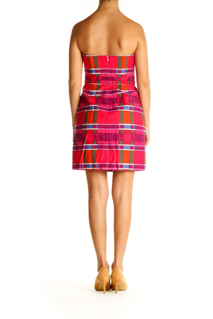 Pink Checkered Classic Sheath Dress