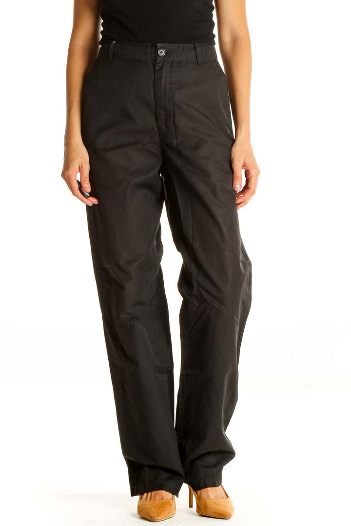 Black Solid Activewear Pants