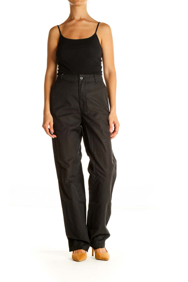 Black Solid Activewear Pants