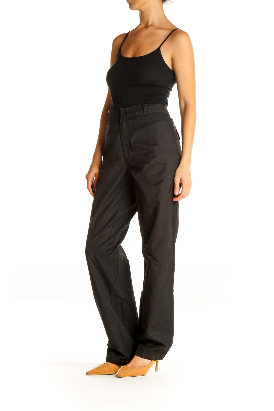 Black Solid Activewear Pants