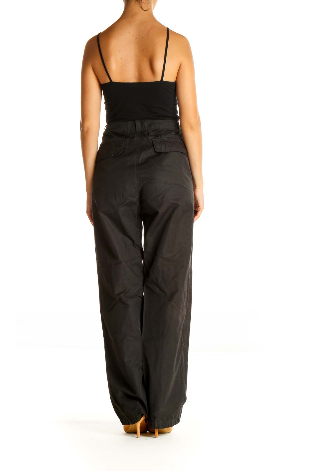 Black Solid Activewear Pants