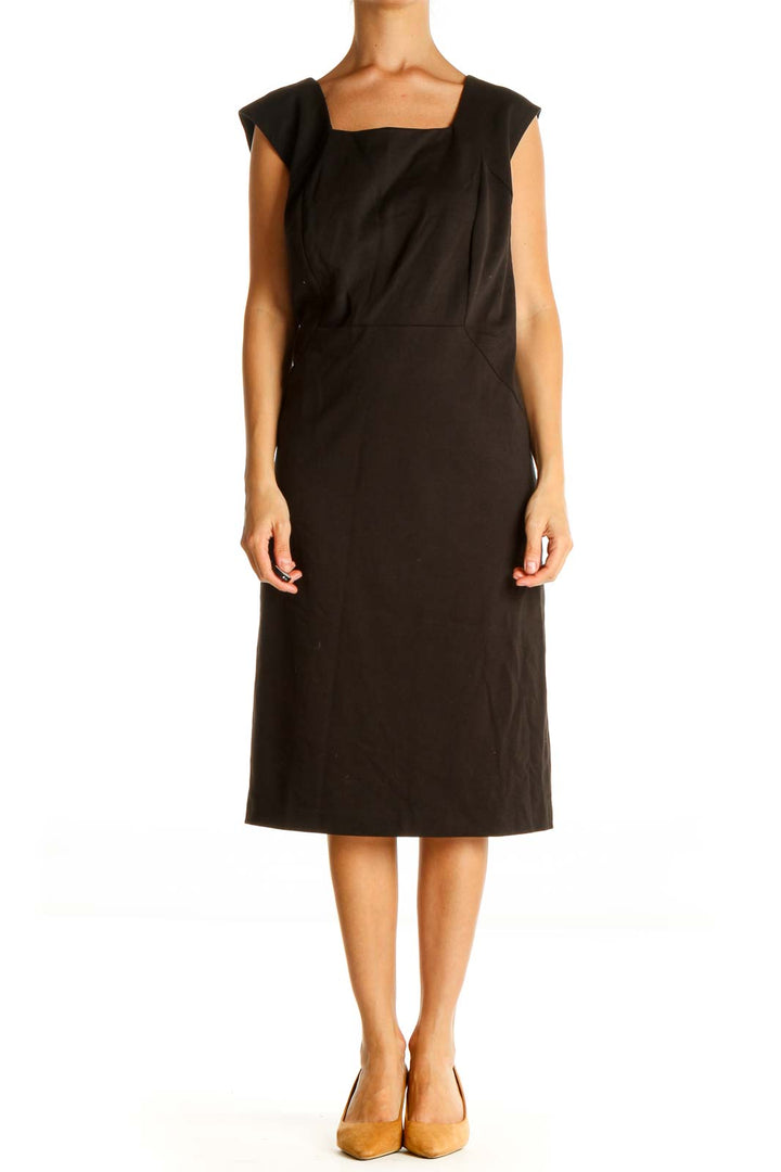 Black Solid Classic Shift Dress