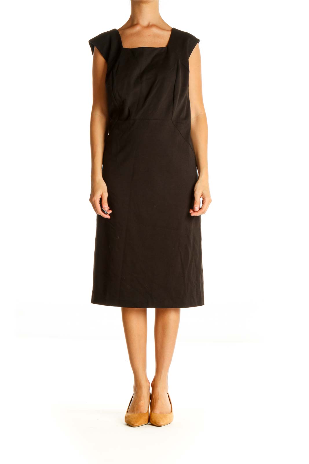 Black Solid Classic Shift Dress