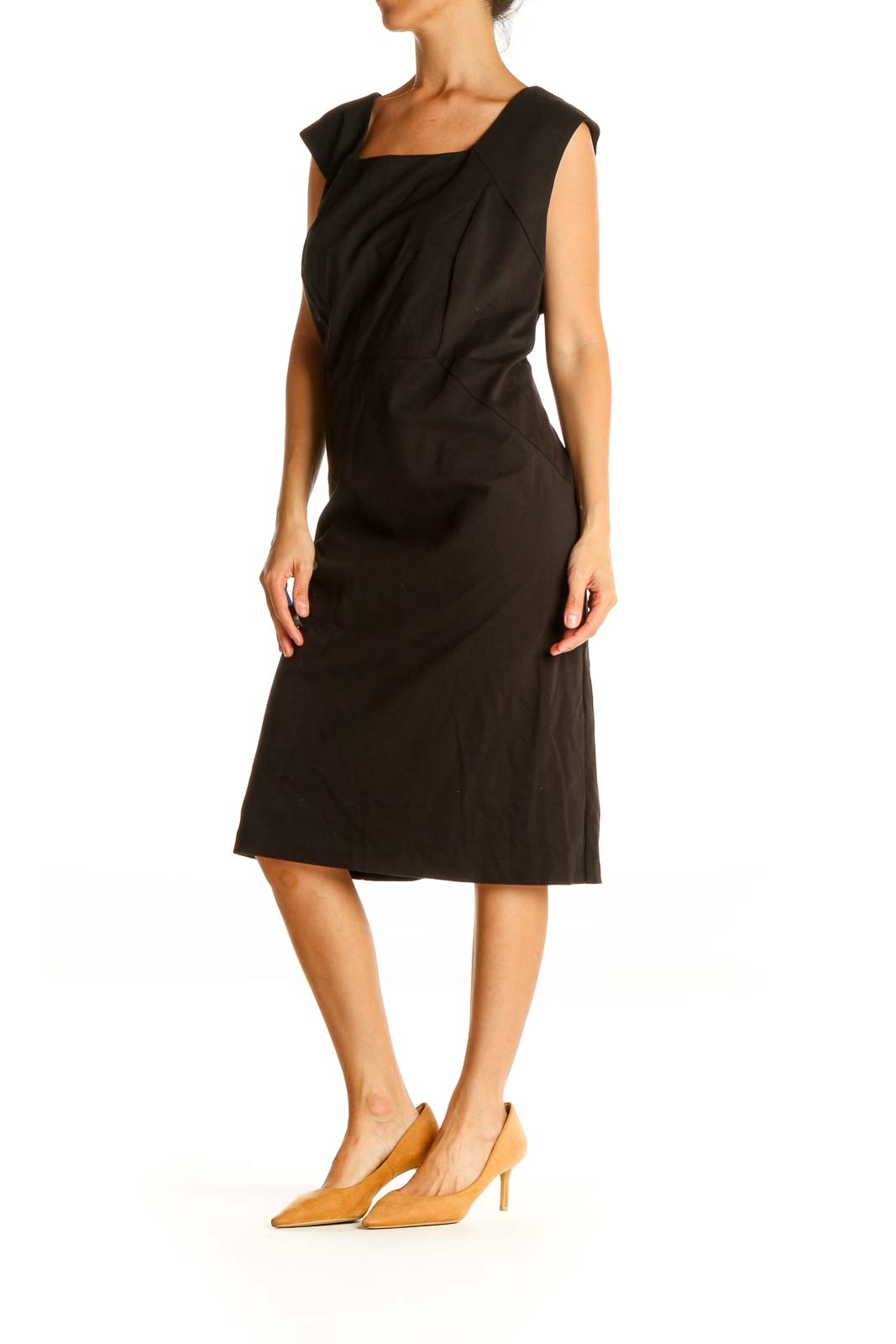 Black Solid Classic Shift Dress