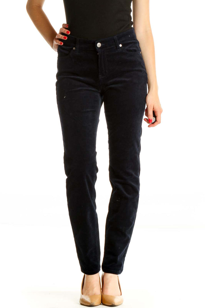 Blue Velour Skinny Jeans