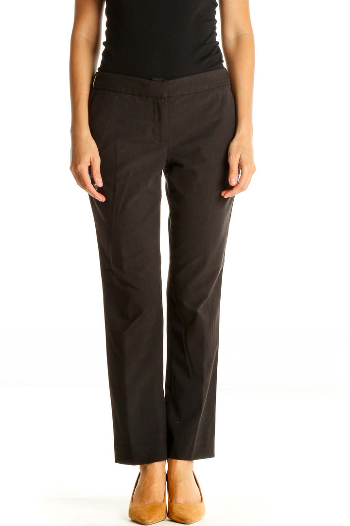 Black Solid Classic Trousers