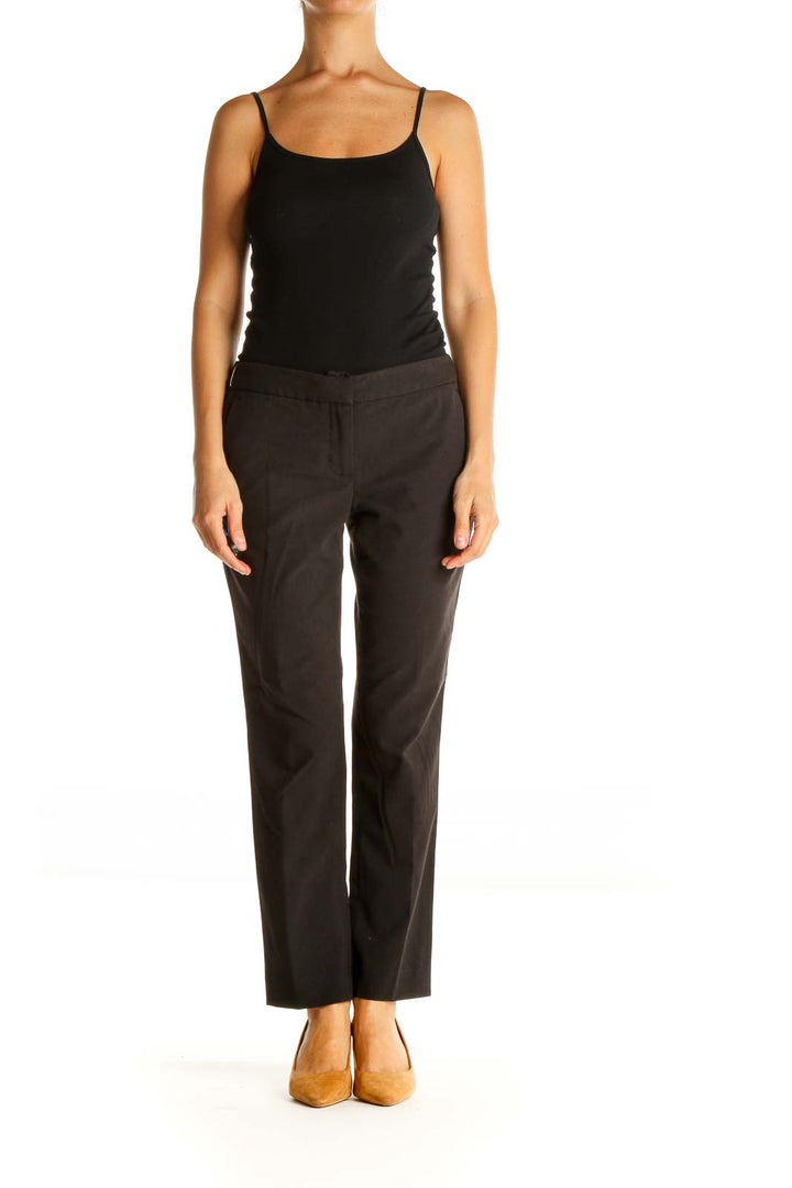 Black Solid Classic Trousers