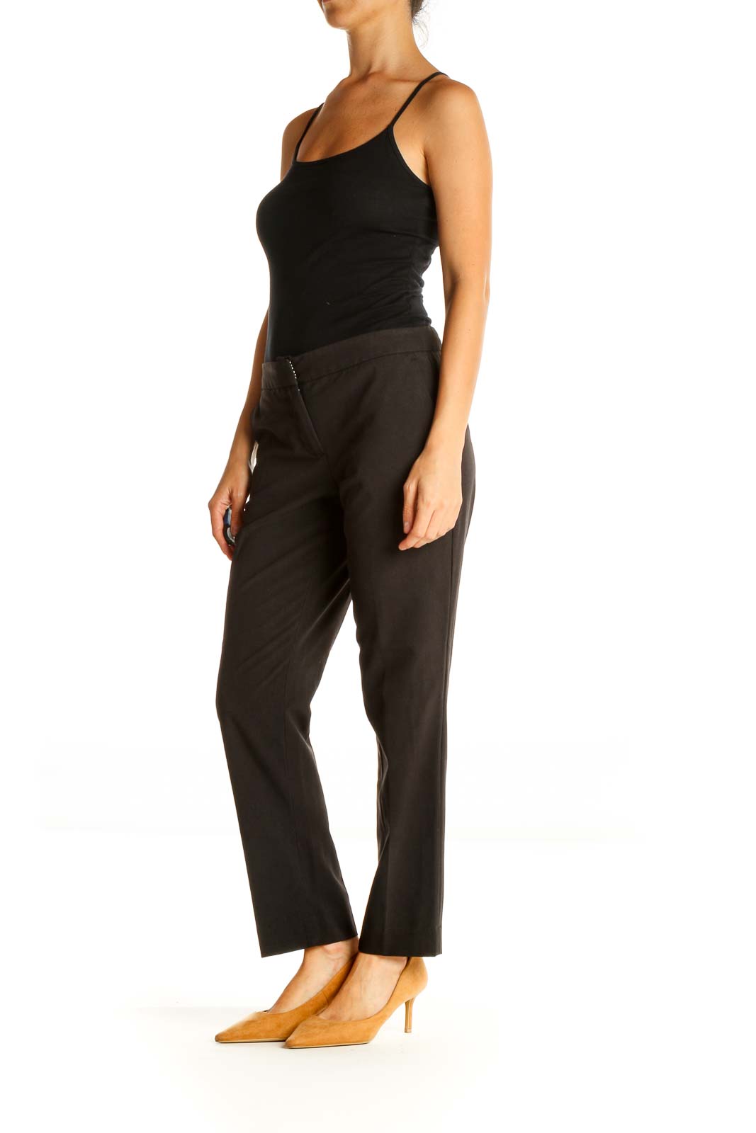 Black Solid Classic Trousers