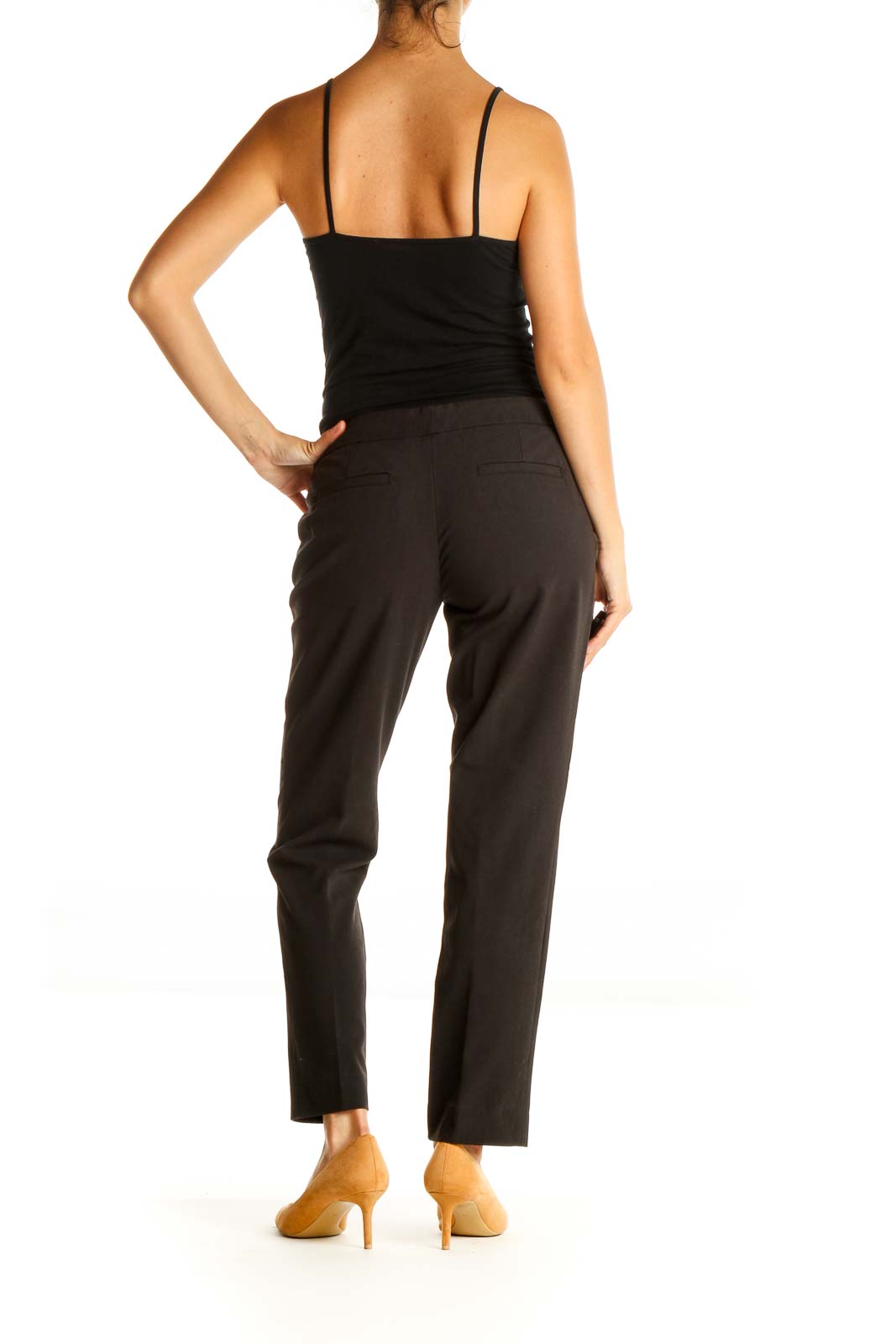 Black Solid Classic Trousers