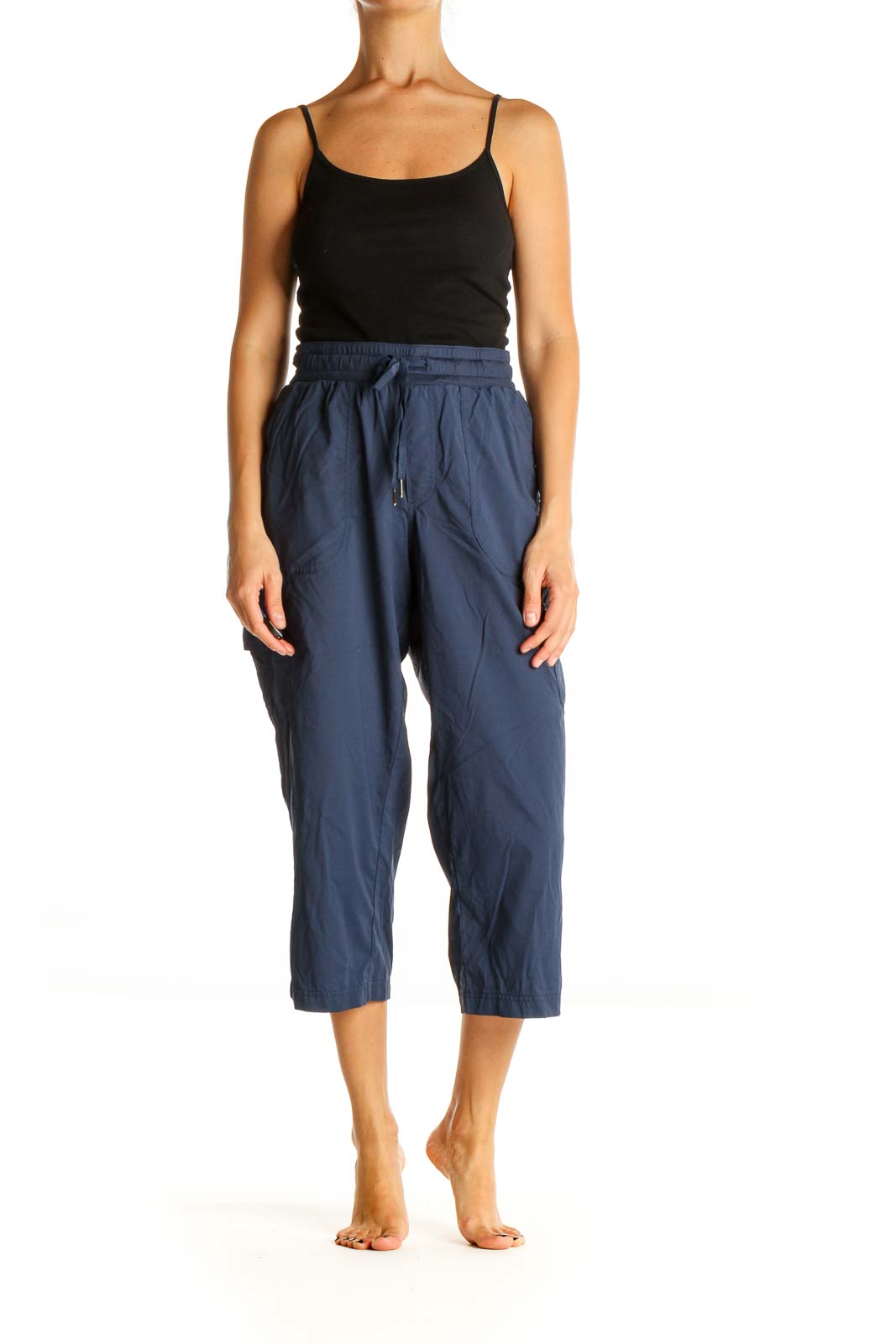 Blue Solid Casual Cargos Pants