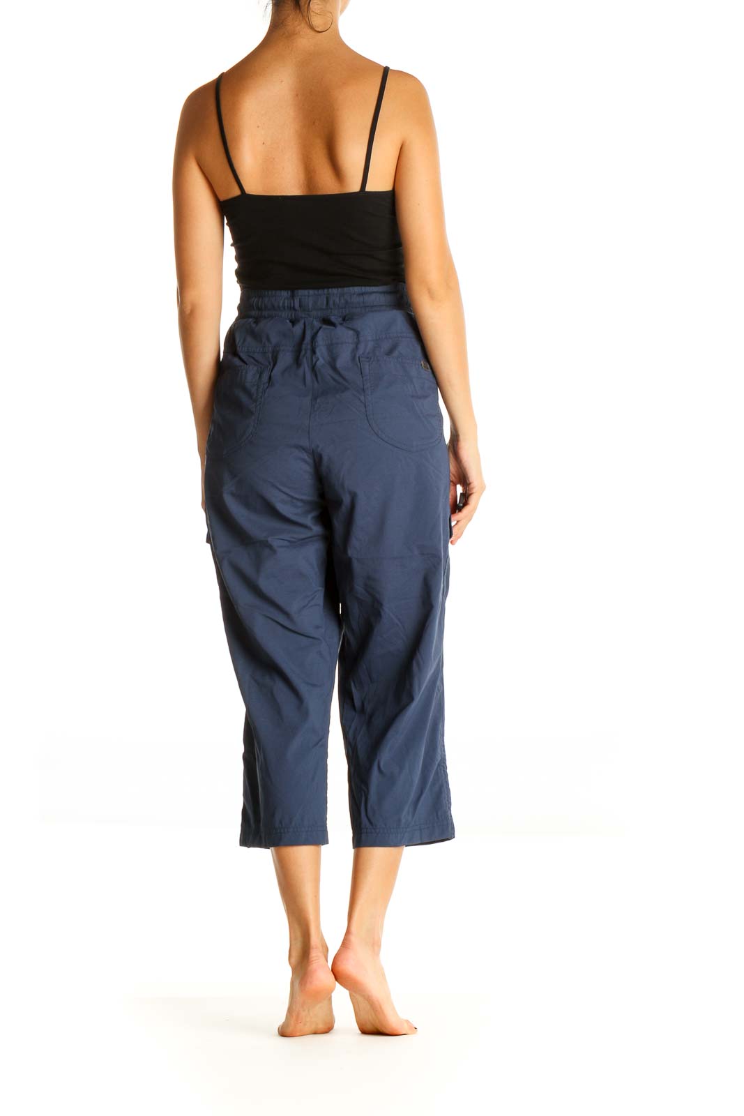 Blue Solid Casual Cargos Pants