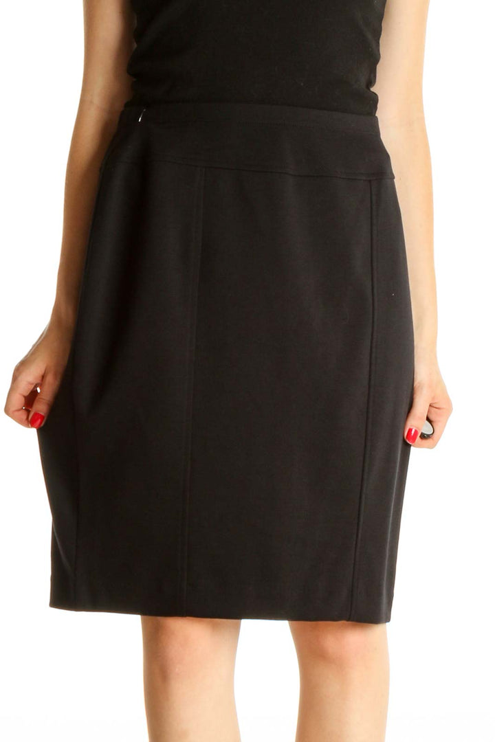 Black Solid Brunch Pencil Skirt