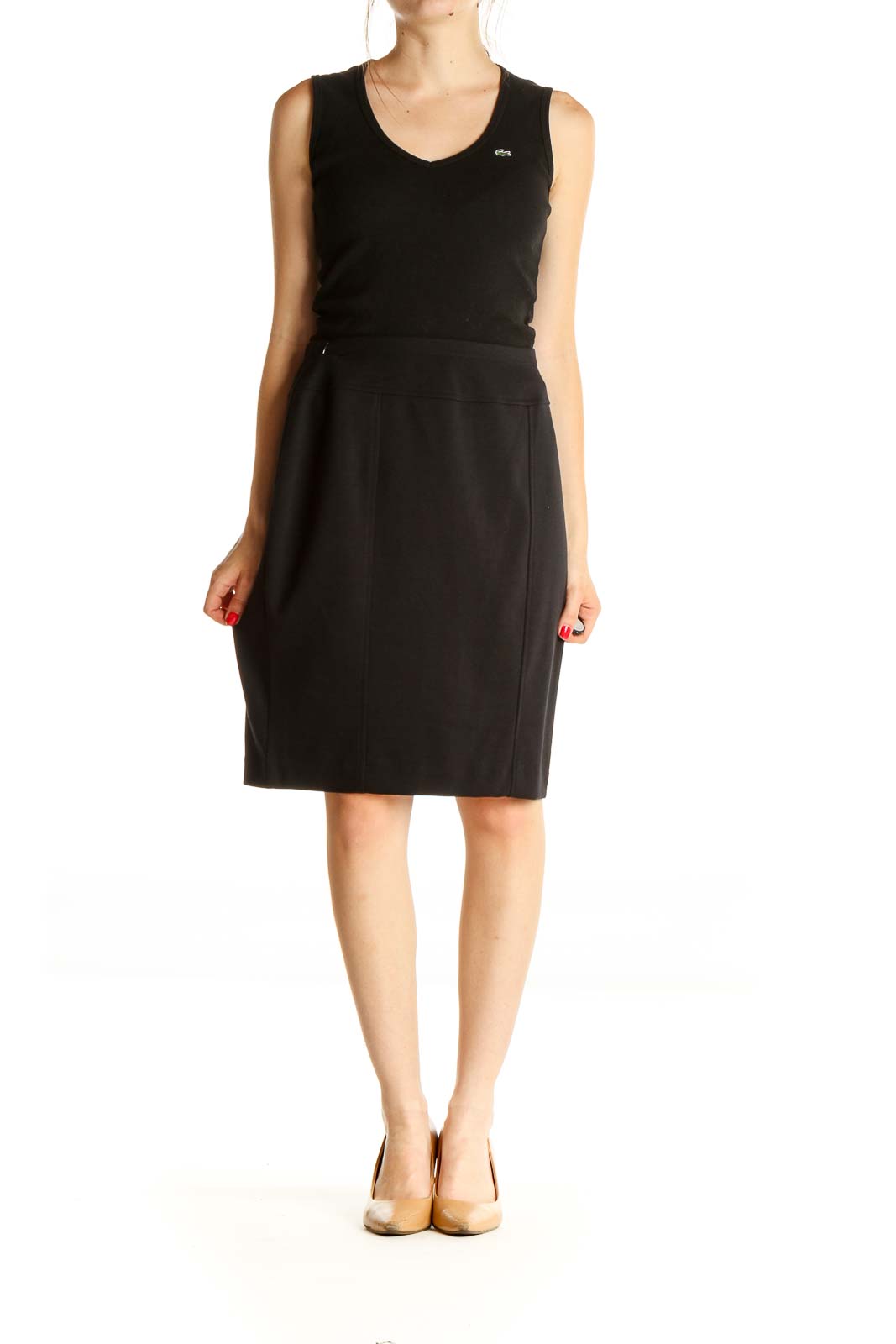 Black Solid Brunch Pencil Skirt