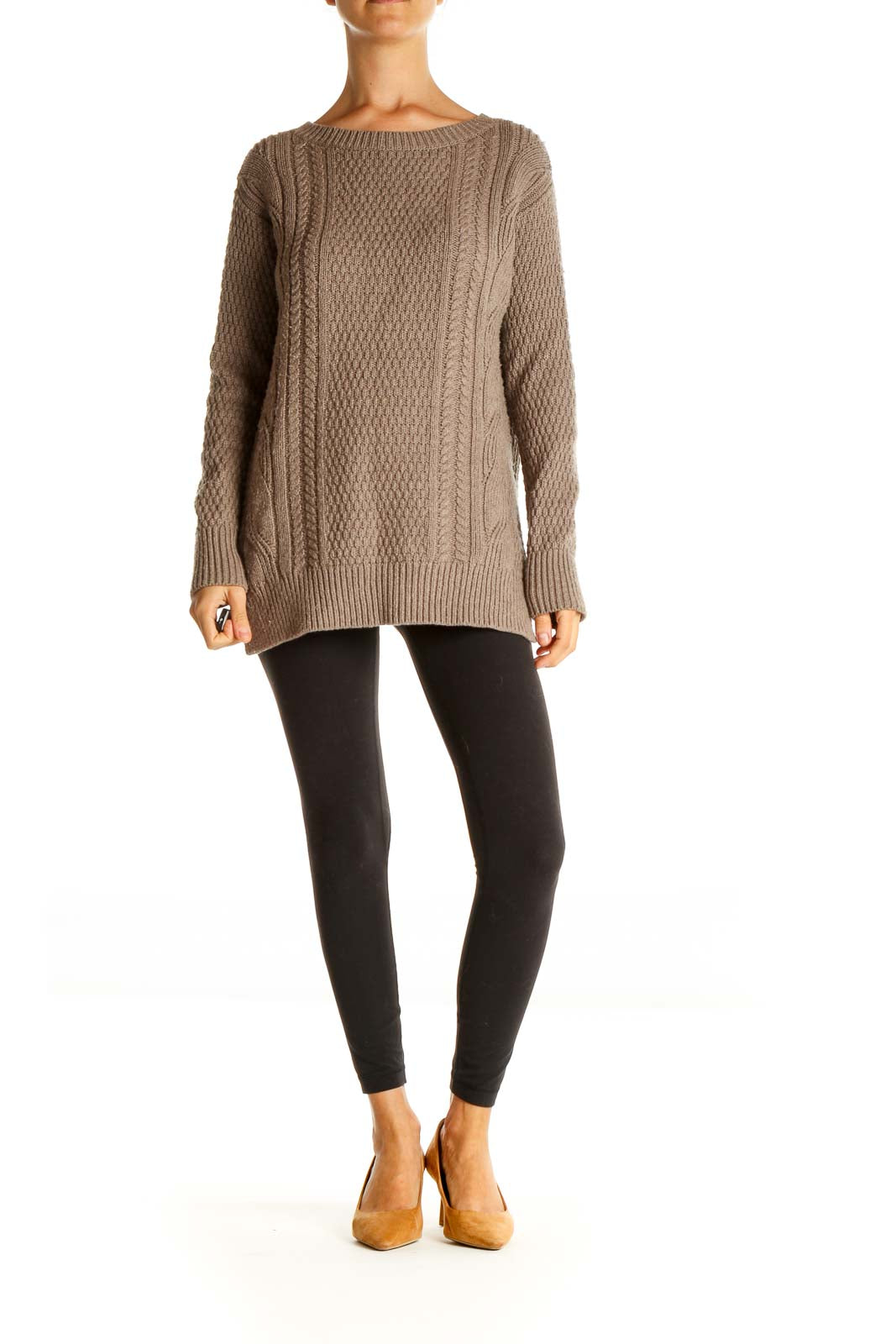 Brown Textured Classic Sweater